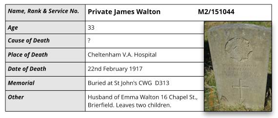 Details for Private James Walton