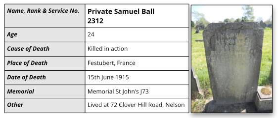 Details for Private Samuel Ball