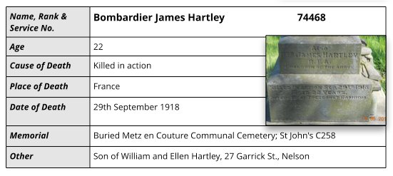Details for Bombadier James Hartley