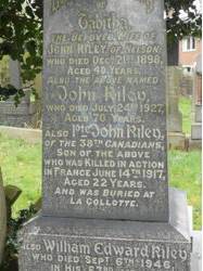 Family headstone for Private John Riley